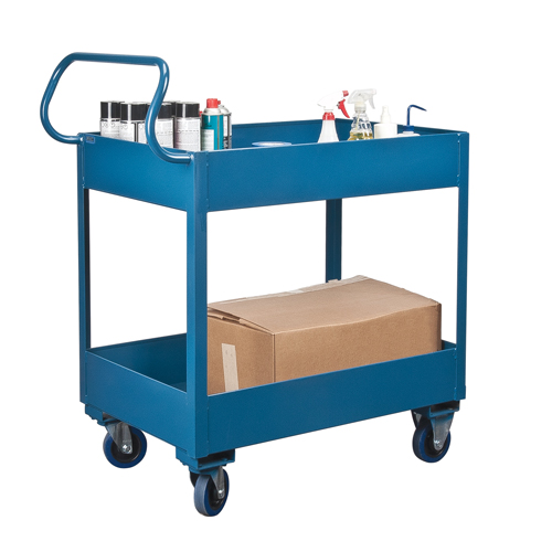 Deep Lipped Service Cart, 2 Tiers, 24" W x 47" H x 36" D, 1200 lbs. Capacity We Share Industrial Supply