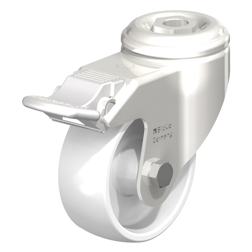 Stainless Steel Nylon Caster, Swivel with Brake, 4" (102 mm) Dia., 265 lbs. (120 kg.) Capacity We Share Industrial Supply