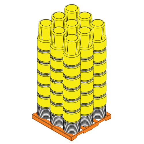 Baril emboîtable en poly&eacute;thyl&egrave;ne, 14 gal. US (11,7 gal. imp.), Dessus ouvert, Jaune We Share Industrial Supply