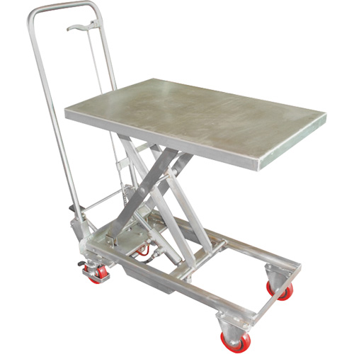 Table &eacute;l&eacute;vatrice hydraulique manuelle &agrave; ciseaux, 27-1/2" lo x 17-3/4" la, Acier inoxydable, Capacit&eacute; 200 lb We Share Industrial Supply