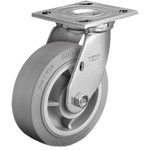 Roulette avec plaque, Pivotant, 4" (101,6 mm), Caoutchouc, 225 lb (102 kg) We Share Industrial Supply