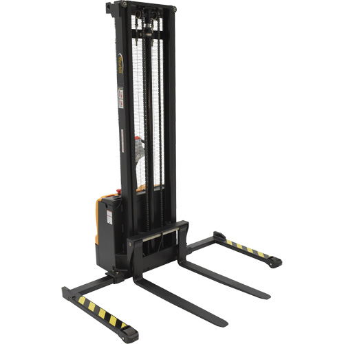 Double Mast Stacker, Electric Operated, 2200 lbs. Capacity, 150" Max Lift We Share Industrial Supply