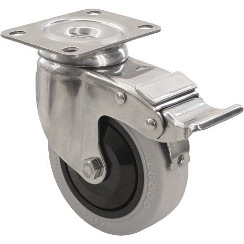 2309 Caster with Double Locking Brake, Swivel with Brake, 5" (127 mm), Envirothane Grey, 350 lbs. (158.8 kg.) We Share Industrial Supply
