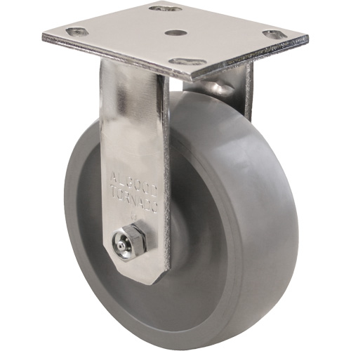 Max9 Caster, Rigid with Brake, 6" (152.4 mm), Envirothane Grey-WOW, 1100 lbs. (498.95 kg.) We Share Industrial Supply