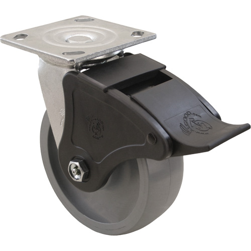 Roulette Max9, Pivotant, 6" (152,4 mm), Gris-WOW Envirothane, 1100 lb (498,95 kg) We Share Industrial Supply
