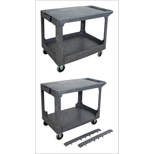 Chariot utilitaire pour l'entretien avec tablette plate, 2 tiers, 25-1/4" x 32-1/4" x 44", Capacit&eacute; 550 lb We Share Industrial Supply