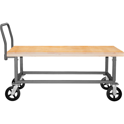 Chariot &agrave; plateforme ajustable en bois, 48" lo x 24" la, Capacit&eacute; de 1800 lb, Roues en Caoutchouc moul&eacute; We Share Industrial Supply