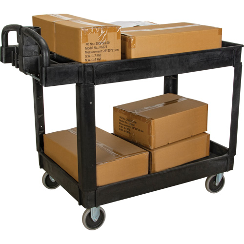 Utility Cart, 2 Tiers, 25-5/8" x 33-1/2" x 43-3/4", 550 lbs. Capacity We Share Industrial Supply