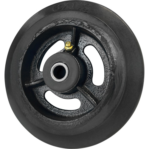 Mold-On Rubber Wheel, 6'' (152 mm) Dia. x 1-1/2" (38 mm) W, 450 lbs. (204 kg.) Capacity We Share Industrial Supply