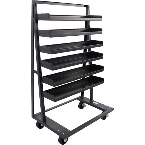 Chariot &agrave; cadre en A robuste &agrave; un c&ocirc;t&eacute; avec 6 plateaux &agrave; rebords, 38" x 25" x 63", Capacit&eacute; 2500 lb We Share Industrial Supply