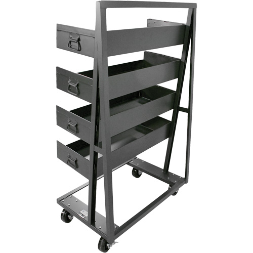 Single-Sided Heavy Duty A-Frame Cart with 4 Large Lipped Trays, 38" x 25" x 63", 2500 lbs. Capacity We Share Industrial Supply