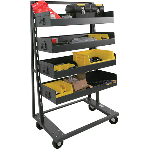 Single-Sided Heavy Duty A-Frame Cart with 4 Large Lipped Trays, 38" x 25" x 63", 2500 lbs. Capacity We Share Industrial Supply
