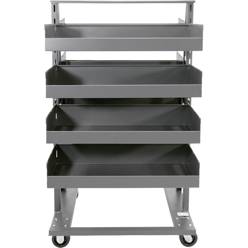 Double-Sided Heavy Duty A-Frame Cart with 8 Large Lipped Trays, 38" x 30" x 63", 2500 lbs. Capacity We Share Industrial Supply