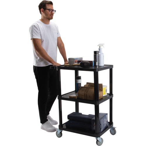 Chariot utilitaire avec tablette plate, 3 tiers, 18-1/8" x 37-3/8" x 27-3/4", Capacit&eacute; 330 lb We Share Industrial Supply