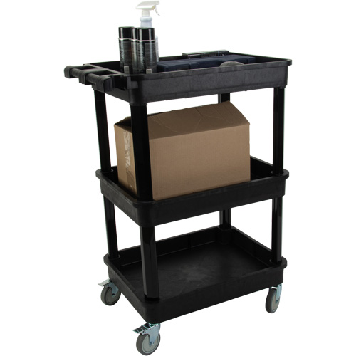 Utility Cart with Deep Lip Shelf, 3 Tiers, 19" x 39-1/2" x 28-1/4", 330 lbs. Capacity We Share Industrial Supply