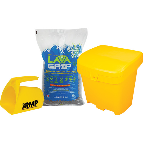 LavaGrip Traction-Aid Kit with 77 Bags, Container Size 35.3 lbs. (16 kg), Bag We Share Industrial Supply