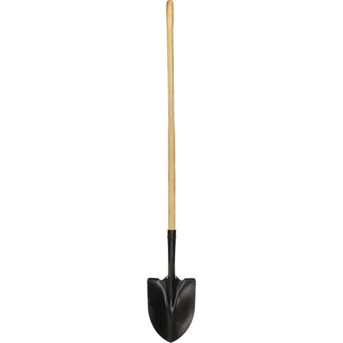 Round Point Shovel, Tempered Steel Blade, Wood, Straight Handle We Share Industrial Supply