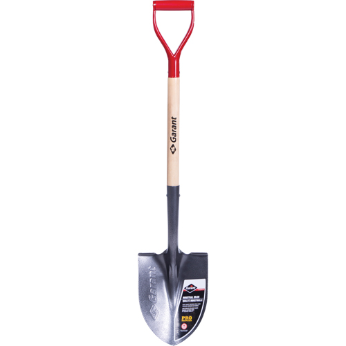 Pro Round Point Shovel, Tempered Steel Blade, Wood, D-Grip Handle We Share Industrial Supply