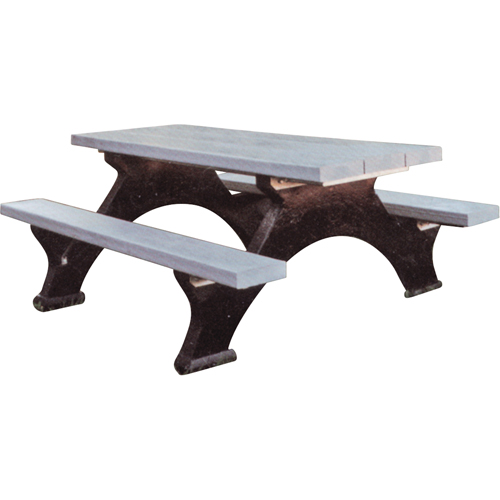 Recycled Plastic Picnic Tables, 6' L x 62-1/4" W, Grey We Share Industrial Supply