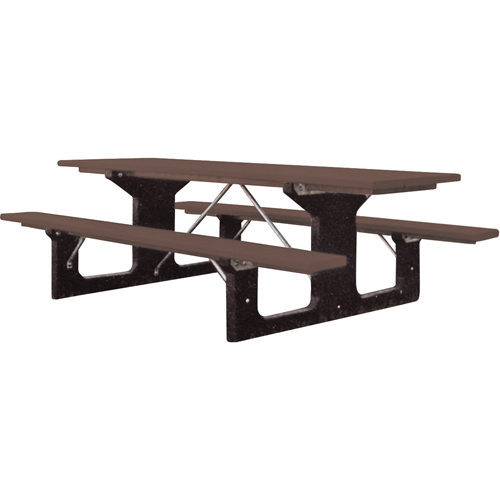 Tables de pique-nique en plastique recycl&eacute;, 6' lo x 61-1/2" la, Brun We Share Industrial Supply
