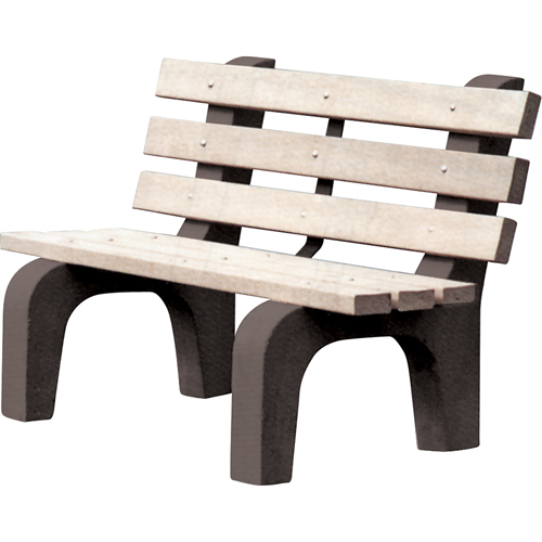 Park Benches, Recycled Plastic, 48" L x 25" W x 31" H, Grey We Share Industrial Supply