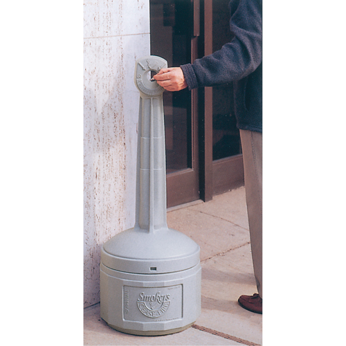 Smokers Cease-Fire&reg; Cigarette Butt Receptacle, Free-Standing, Plastic, 4 US gal. Capacity, 38-1/2" Height We Share Industrial Supply