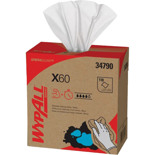 Chiffons X60 WypAll, Tout usage, 16-3/4" lo x 8-3/8" la We Share Industrial Supply