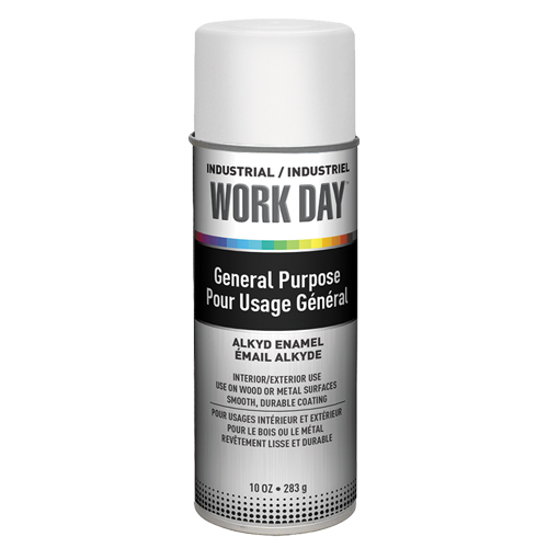 Peinture industrielle Work Day, Blanc, Tr&egrave;s mat, 10 oz, Canette a&eacute;rosol We Share Industrial Supply