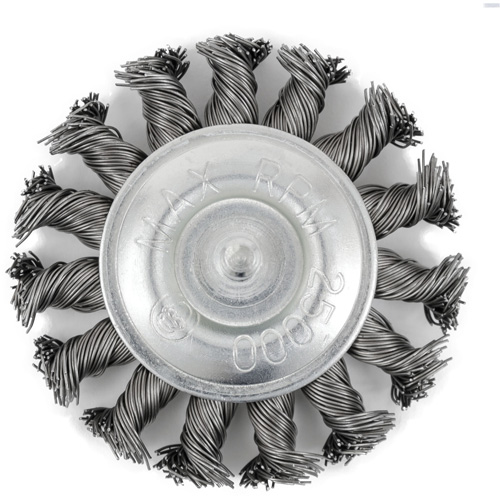 EKR275-20 Shaft-Mounted Knot Twisted Radial Brush, 3", .02" Fill, 1/4" Shank We Share Industrial Supply