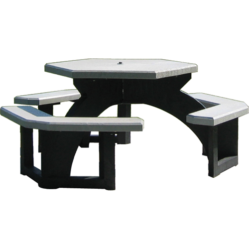 Tables de pique-nique hexagonales en plastique recycl&eacute;, 78" lo x 78" la, Gris We Share Industrial Supply