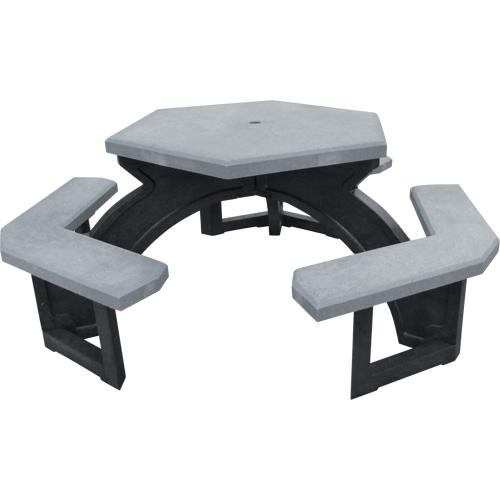 Recycled Plastic Hexagon Picnic Tables, 78" L x 78" W, Grey We Share Industrial Supply