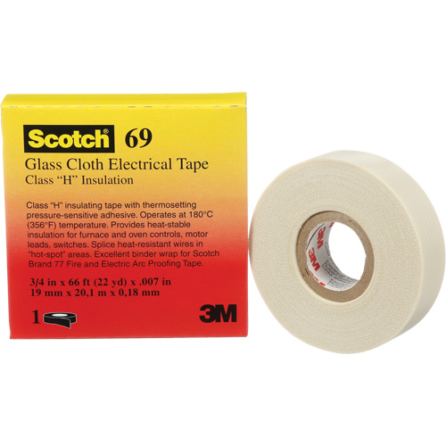Scotch&reg; Glass Cloth Tape, 19 mm (3/4") W x 20 m (66') L, 7 mils, White We Share Industrial Supply