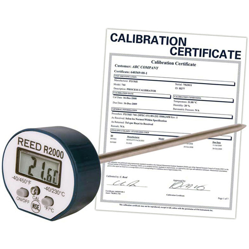 Thermom&egrave;tre avec certificat de calibration, Contact, Num&eacute;rique, -40-450°F (-40-230°C) We Share Industrial Supply