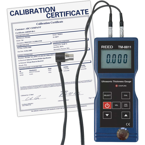 Jauge d'&eacute;paisseur avec certificat de calibration, Affichage Num&eacute;rique, Ultrason, gamme de 0,05" to 7,9" (1,5 mm to 200 mm) We Share Industrial Supply