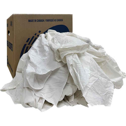 Boîte de chiffons d'essuyage, Blanc, 10 lb We Share Industrial Supply