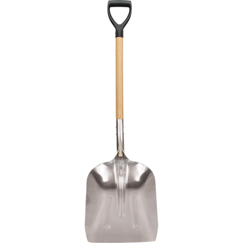Scoop Shovel, Wood, Aluminum Blade, D-Grip Handle, 24-1/2" Length We Share Industrial Supply