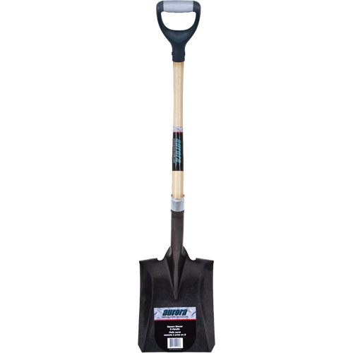 Heavy-Duty Square Shovel, Hardwood, Carbon Steel Blade, D-Grip Handle, 30" Long We Share Industrial Supply