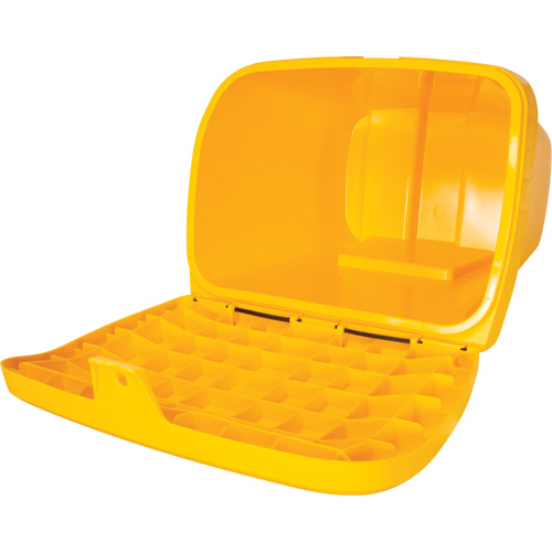 Salt & Sand Storage Bins, With Hasp, 21" x 27" x 26", 4.24 cu. ft., Yellow We Share Industrial Supply