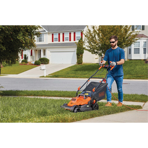 Lawn Mower with Comfort Grip Handle, Push Walk-Behind, Electric, 15" Cutting Width We Share Industrial Supply