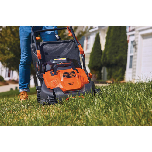 Lawn Mower with Comfort Grip Handle, Push Walk-Behind, Electric, 15" Cutting Width We Share Industrial Supply