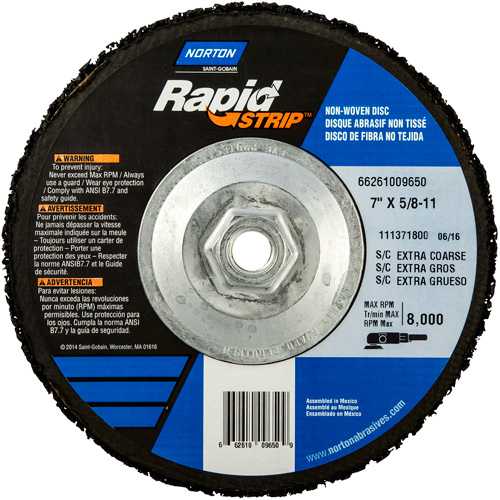 Bear-Tex&reg; Rapid Strip Non-Woven Depressed Center Discs, 7" Dia., Extra Coarse Grit, Silicon Carbide We Share Industrial Supply