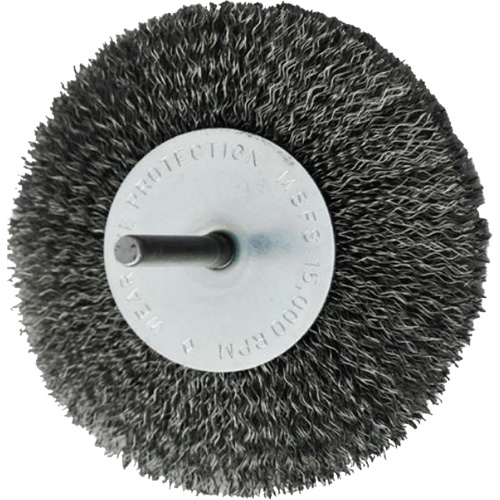 Circular Crimped Wire End Brushes, 4", 0.008" Fill, 1/4" Shank We Share Industrial Supply