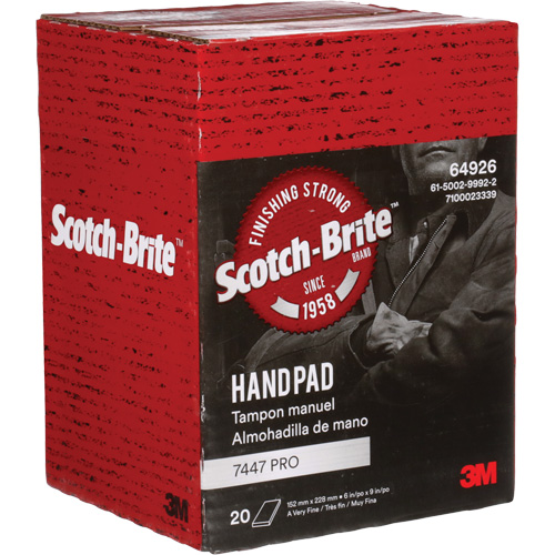 Scotch-Brite 7447 Hand Pads, Aluminum Oxide, 9" x 6", Very Fine Grit We Share Industrial Supply