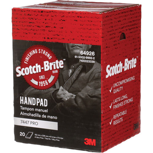Scotch-Brite 7447 Hand Pads, Aluminum Oxide, 9" x 6", Very Fine Grit We Share Industrial Supply