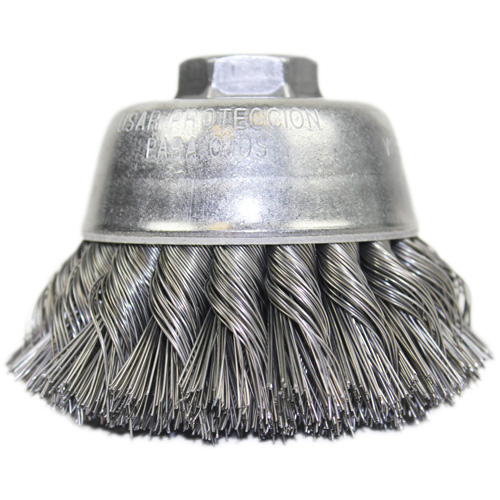 Brosse-boisseau &agrave; fil nou&eacute;, 3-1/2" dia. x 5/8"-11 arbre We Share Industrial Supply