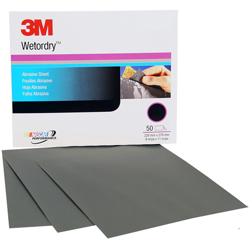 Feuille abrasive Wetordry, 9" x 11", Grain P220, Oxyde d'aluminium We Share Industrial Supply