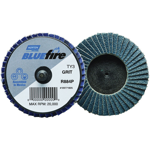 BlueFire&reg; R884P Plastic Flat Mini Flap Disc, 2" x Type 27, P80 Grit, Zirconia Alumina We Share Industrial Supply