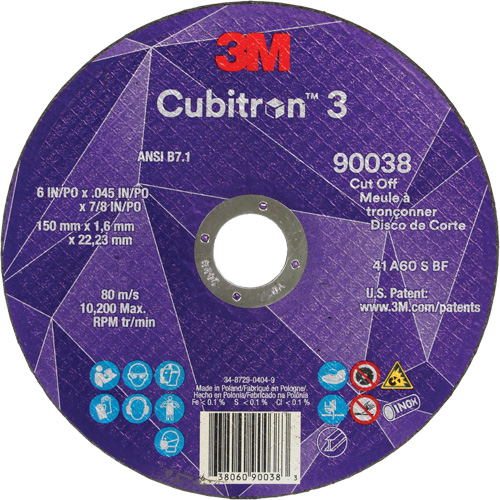 Meule &agrave; tronçonner Cubitron 3, 6" x 0,045", Type T27, C&eacute;ramique, 10 200 Tr/min We Share Industrial Supply