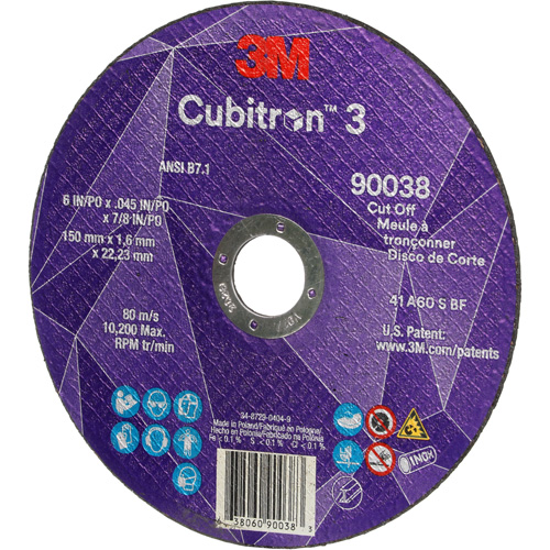 Meule &agrave; tronçonner Cubitron 3, 6" x 0,045", Type T27, C&eacute;ramique, 10 200 Tr/min We Share Industrial Supply