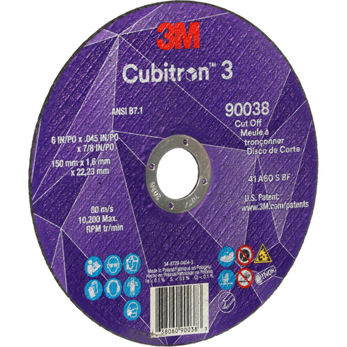 Meule &agrave; tronçonner Cubitron 3, 6" x 0,045", Type T27, C&eacute;ramique, 10 200 Tr/min We Share Industrial Supply